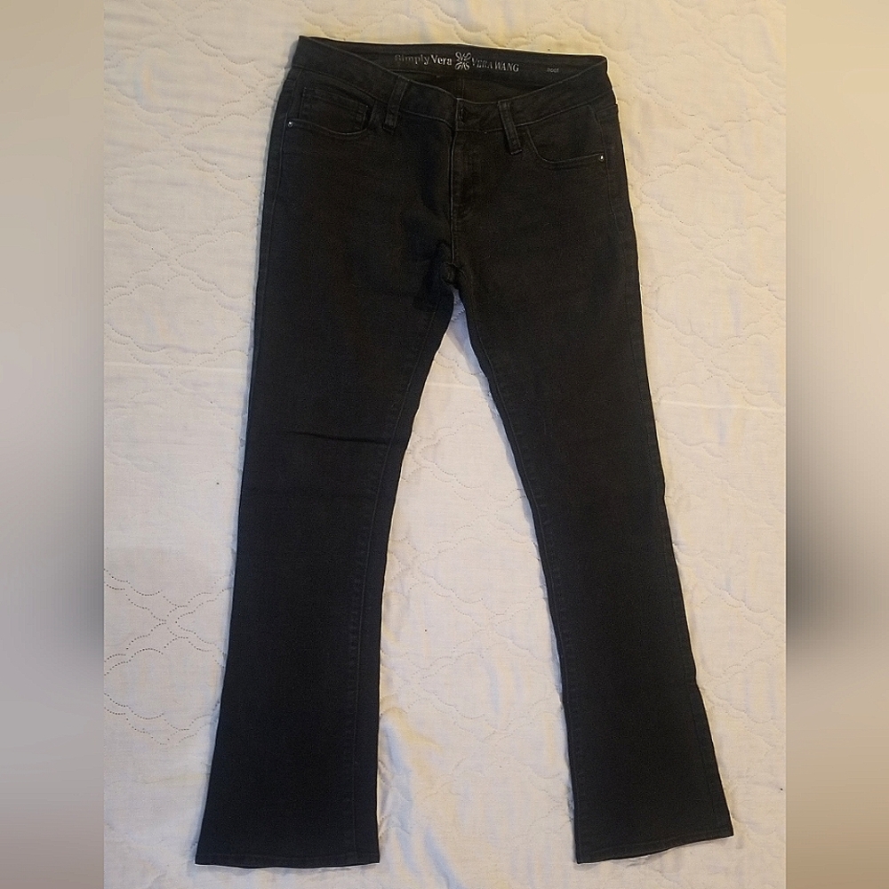 Vera Wang Midrise Charcoal Wash Bootcut Jeans